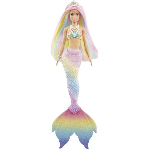바비 Barbie Dreamtopia Doll, Rainbow Magic Mermaid with Rainbow Hair and Blue Eyes, Water-Activated Color-Change Feature
