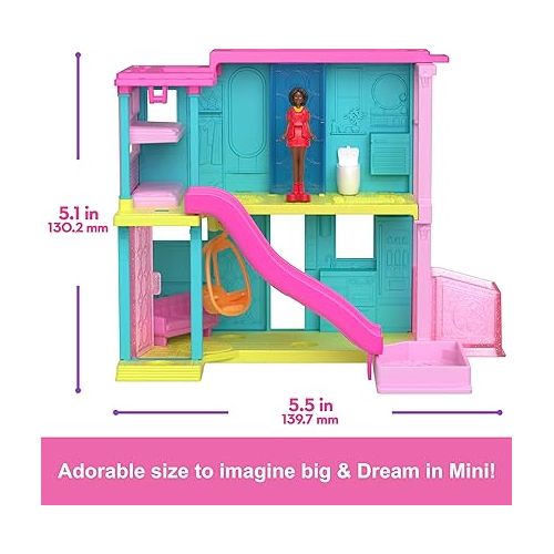 바비 Barbie Mini BarbieLand Doll House Sets, Mini Dreamhouse with Surprise 1.5-inch Doll, Furniture & Accessories, Plus Elevator & Pool