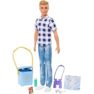 Barbie Doll & Accessories, It Takes Two Camping Set with Cooler, Map & More, Blonde Ken Doll with Blue Eyes in Plaid Shirt