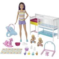 Barbie Skipper Babysitters Inc Dolls & Playset, Nap 'n Nurture Nursery, Skipper Doll, Baby Doll, Crib & 10+ Accessories, Working Toy Bouncer