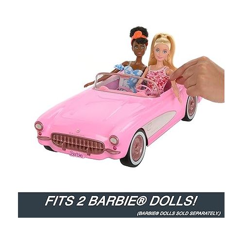 바비 Hot Wheels Barbie RC Corvette from Barbie The Movie, Full-Function Remote-Control Toy Car Holds 2 Barbie Dolls