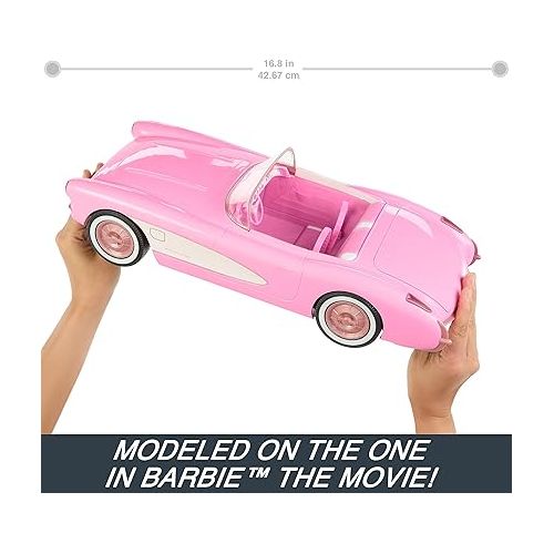 바비 Hot Wheels Barbie RC Corvette from Barbie The Movie, Full-Function Remote-Control Toy Car Holds 2 Barbie Dolls