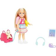 Barbie Chelsea Doll & 6 Accessories, Travel Set with Puppy, Pet Carrier & Backpack that Opens & Closes, Blonde Small Doll