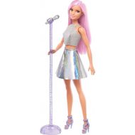 Barbie Pop Star Fashion Doll with Pink Hair & Brown Eyes, Iridescent Skirt & Microphone Accessory
