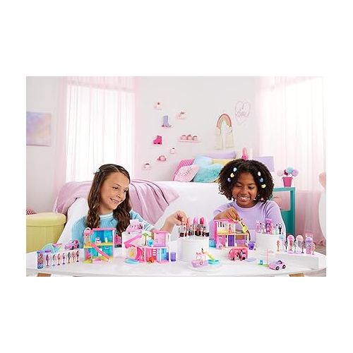 바비 Barbie Mini BarbieLand Doll & Toy Vehicle Set, 1.5-inch Doll & DreamCamper with Working Doors & Color-Change Pool