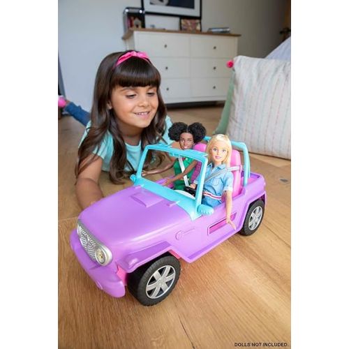 바비 Barbie Toy Car, Doll-Sized SUV, Purple Off-Road Vehicle with 2 Pink Seats & Treaded, Rolling Wheels