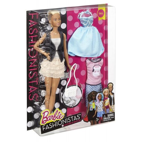 바비 Barbie Fashionistas & Fashions Leather & Ruffles Doll, Tall Blonde