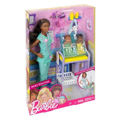 바비 Barbie Careers Baby Doctor Doll Playset, Brunette