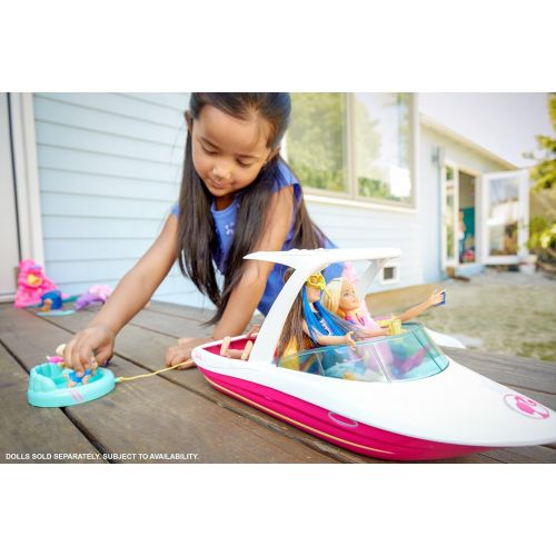 바비 Barbie Dolphin Magic Ocean View Boat with Glass Bottom, 3 Puppies, Floating Raft and Accessories