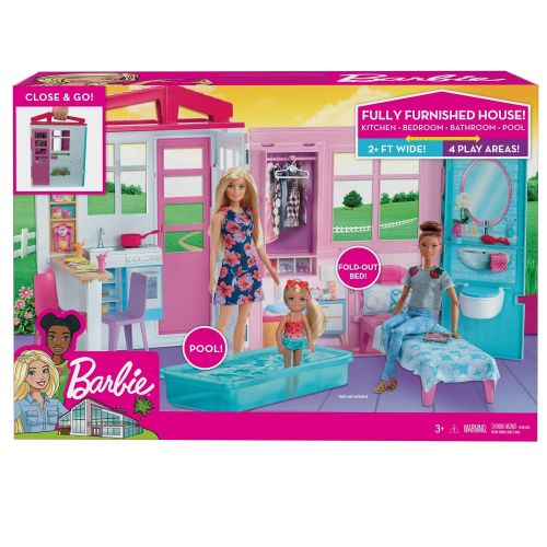 바비 Barbie Doll House Playset, Multicolor