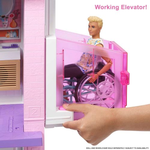 바비 Barbie Dreamhouse (3.75 ft) 3 Story Dollhouse Playset with Pool & Slide, Party Room, Elevator, Puppy Play Area, Customizable Lights & Sounds, 75+ Pieces, Gift for 3 to 7 Year Olds,