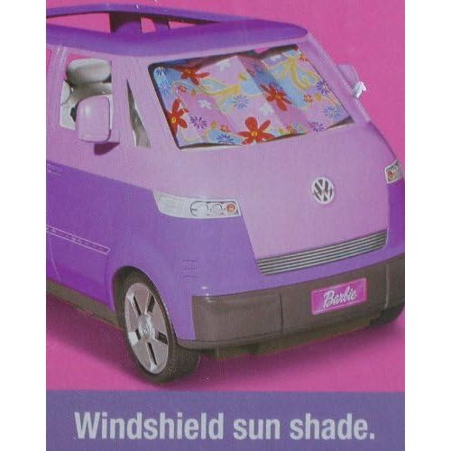 바비 Barbie VOLKSWAGEN MICROBUS Vehicle VAN (Purple) w Working HORN & SLIDING DOOR - Seats 6 Barbie or 11.5 Fashion Dolls (2002)