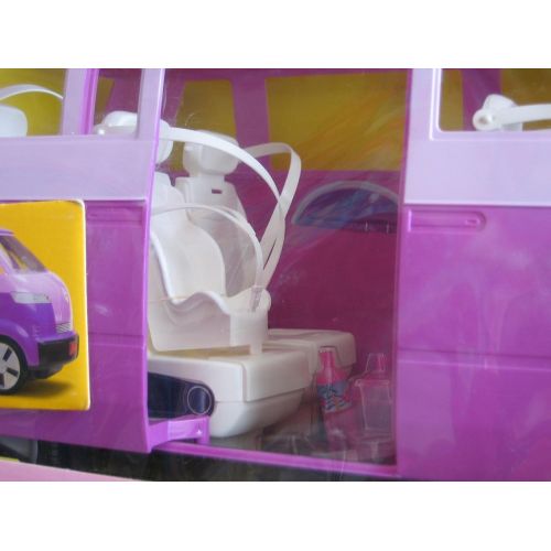 바비 Barbie VOLKSWAGEN MICROBUS Vehicle VAN (Purple) w Working HORN & SLIDING DOOR - Seats 6 Barbie or 11.5 Fashion Dolls (2002)