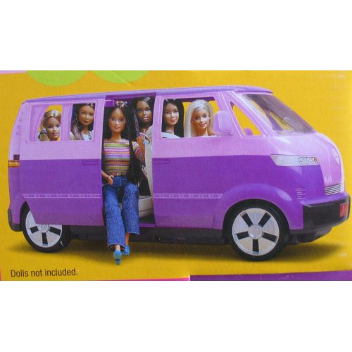 바비 Barbie VOLKSWAGEN MICROBUS Vehicle VAN (Purple) w Working HORN & SLIDING DOOR - Seats 6 Barbie or 11.5 Fashion Dolls (2002)