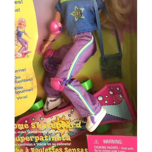 바비 Mattel Barbie AWESOME SKATEBOARD STACIE DOLL Does WHEELIES - PEDALING & TURNS on Her Skateboard (1999)
