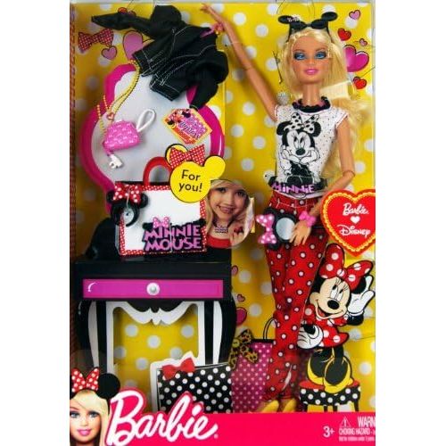 바비 Mattel Barbie Doll and Minnie Mouse Love For you. Barbie Loves Disney