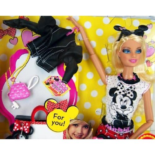 바비 Mattel Barbie Doll and Minnie Mouse Love For you. Barbie Loves Disney