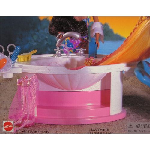 바비 Barbie HULA HAIR SHAMPOO N STYLE SALON Playset w SINK & Working SPRAY HOSE (1996 Arcotoys, Mattel)