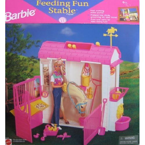 바비 Barbie FEEDING FUN STABLE Playset w Accessories (1996)