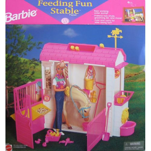 바비 Barbie FEEDING FUN STABLE Playset w Accessories (1996)