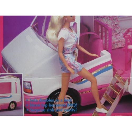 바비 Barbie GOLDEN DREAM MOTOR HOME - Motorhome Van Bus w Gold Accents Becomes Home & Trail Rider (1992)