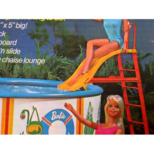 바비 Barbie POOL PARTY Playset w Pool, Sundeck, Diving Board & MORE! (1973 Mattel Hawthorne)