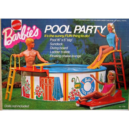 바비 Barbie POOL PARTY Playset w Pool, Sundeck, Diving Board & MORE! (1973 Mattel Hawthorne)
