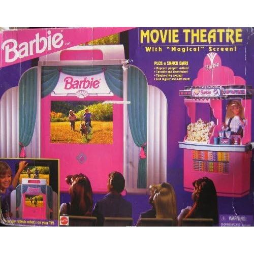 바비 Barbie Movie Theater With Magical Screen! Plus Snack Bar! Playset (1995)