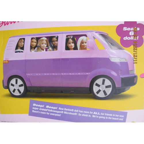 바비 BARBIE Volkswagen MICROBUS Vehicle SUV VAN (PURPLE) w Working HORN & SLIDING DOOR - Seats 6 Barbie or 11.5 Fashion Dolls (2002)