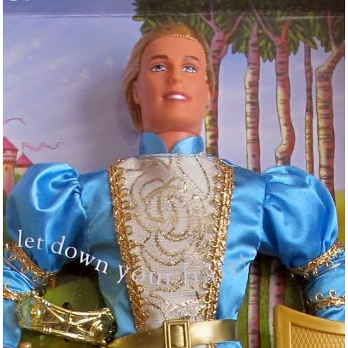 바비 Barbie BARBIE as Rapunzel TALKING KEN as PRINCE STEFAN DOLL w SHIELD, MASK & More (2001)