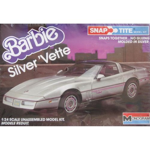 바비 Barbie Silver Vette - Snap Tite Plastic Model Kit (1984 Monagram) 124 Scale