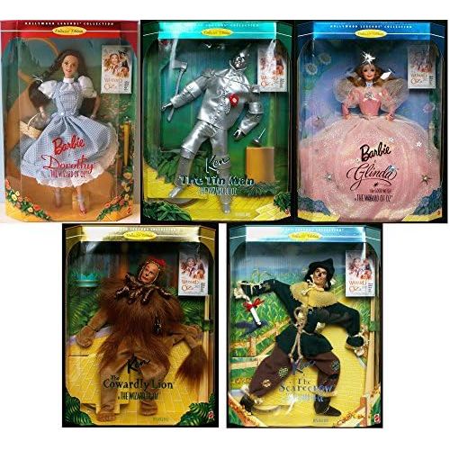 바비 Hollywood Legends Collection Set of 5 Wizard of Oz Collectible Barbie Doll Set: Dorothy, Lion, Tin Man, Scarecrow & Glinda