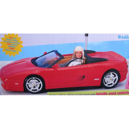 바비 Barbie RC FERRARI F355 GTS Radio Controlled Red Car RC Convertible Vehicle with Working HEADLIGHTS! (2000)