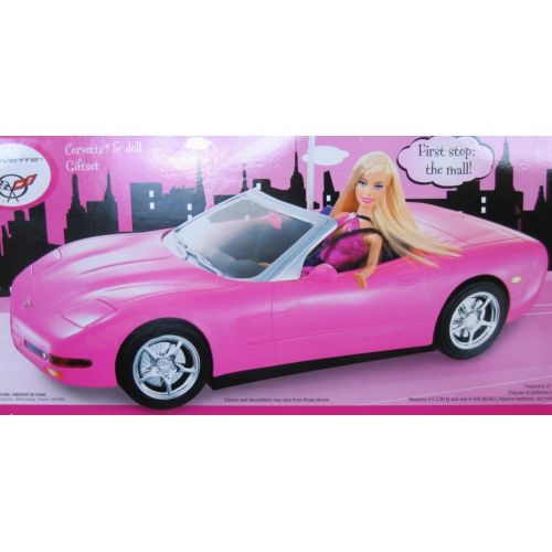 바비 Barbie Light Pink Corvette Convertible Car & Doll Set