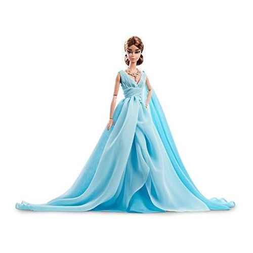 바비 Barbie Fashion Model Collection Blue Chiffon Ball Gown Doll