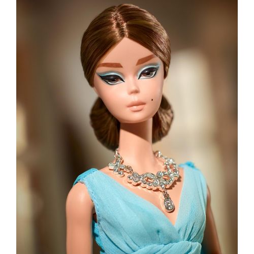 바비 Barbie Fashion Model Collection Blue Chiffon Ball Gown Doll