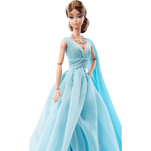 바비 Barbie Fashion Model Collection Blue Chiffon Ball Gown Doll