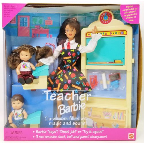 바비 Barbie Teacher doll playset with real sonds and 2 students - 1995