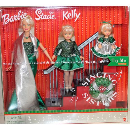 바비 Barbie Holiday Singing Sisters Stacie Kelly Dolls Sing Deck The Halls (2000)