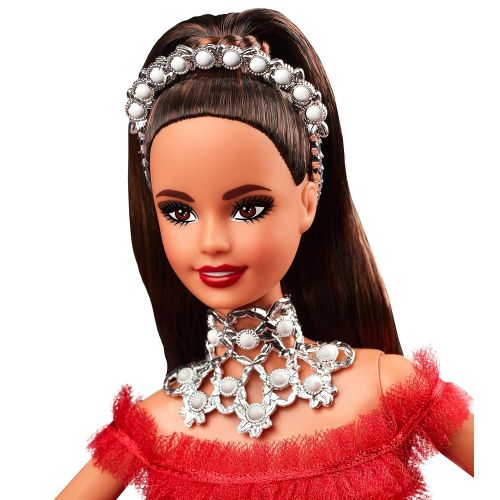바비 Barbie 2018 Holiday Doll, Brunette with Ponytail