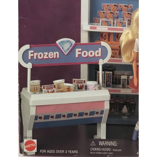 바비 Barbie Shoppin Fun Supermarket Playset w Shelf Unit, Check Out Counter, Freezer, Magnetic Treats & More (1996 Arcotoys, Mattel)