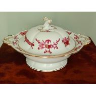 /BarbsVintageFinds Antique Meissen Porcelain Pink Court Dragon Covered Bowl