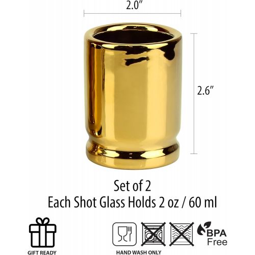  [아마존베스트]Barbuzzo The Original 50 Cal Shot Glass, Set of 2 Shot Glasses Shaped like 50 Caliber Bullet Casings - Each Shot Holds 2 Ounces