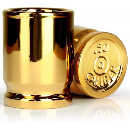  [아마존베스트]Barbuzzo The Original 50 Cal Shot Glass, Set of 2 Shot Glasses Shaped like 50 Caliber Bullet Casings - Each Shot Holds 2 Ounces