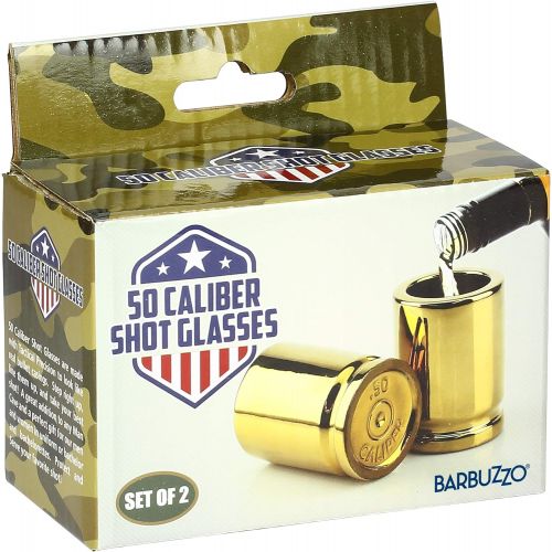  [아마존베스트]Barbuzzo The Original 50 Cal Shot Glass, Set of 2 Shot Glasses Shaped like 50 Caliber Bullet Casings - Each Shot Holds 2 Ounces