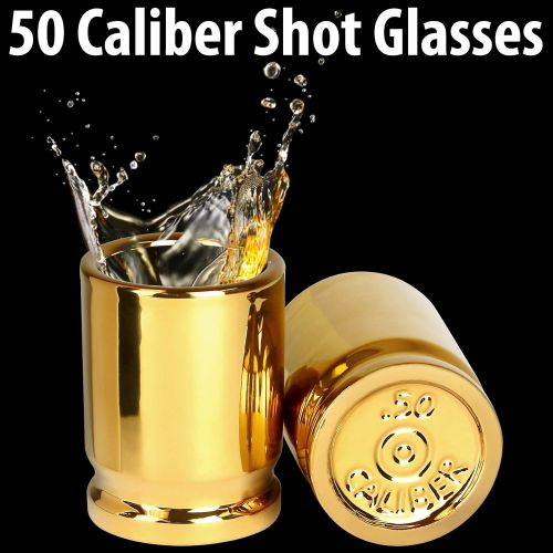  [아마존베스트]Barbuzzo The Original 50 Cal Shot Glass, Set of 2 Shot Glasses Shaped like 50 Caliber Bullet Casings - Each Shot Holds 2 Ounces