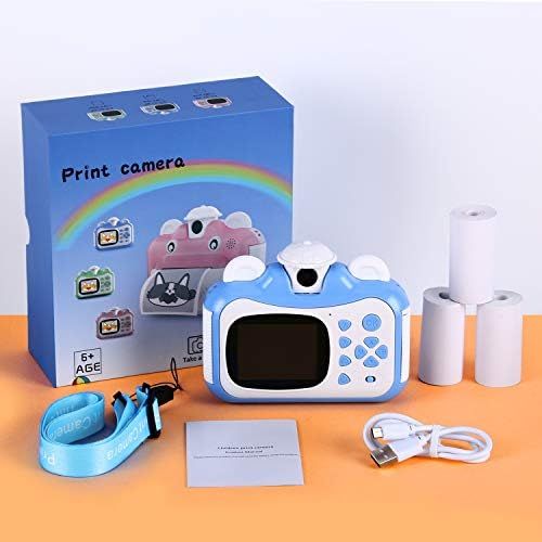  Barchrons Instant Print Digital Kids Camera 1080P Rechargeable Kids Camera for Girls Video Camera with 32G SD Card for 6-12 Years Old Girls Boys Childrens Day