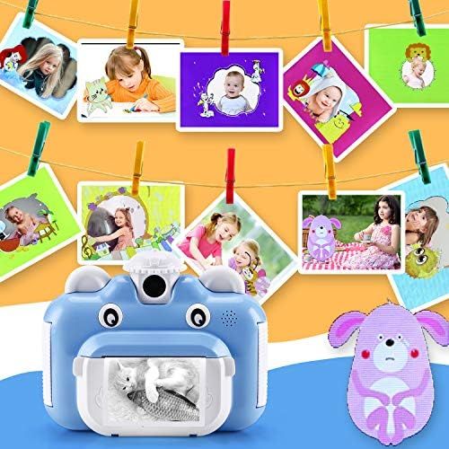  Barchrons Instant Print Digital Kids Camera 1080P Rechargeable Kids Camera for Girls Video Camera with 32G SD Card for 6-12 Years Old Girls Boys Childrens Day