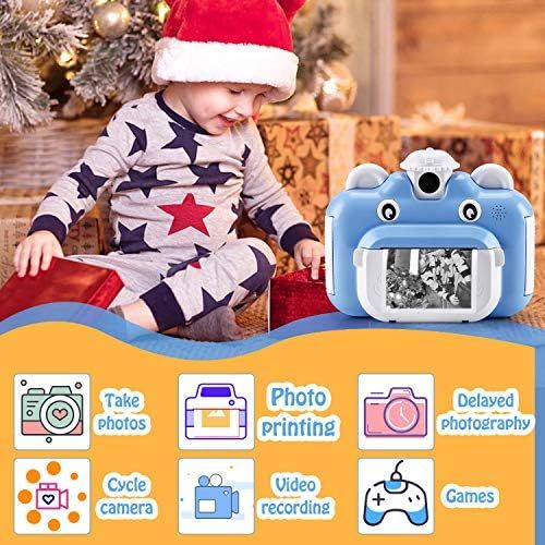  Barchrons Instant Print Digital Kids Camera 1080P Rechargeable Kids Camera for Girls Video Camera with 32G SD Card for 6-12 Years Old Girls Boys Childrens Day