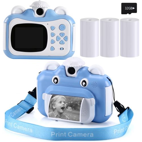  [아마존베스트]Barchrons Instant Print Digital Kids Camera 1080P Rechargeable Kids Camera for Girls Boys Video Camera with 16G SD Card, Ideal Toy for 3-12 Years Old Girls Boys Party